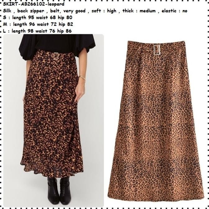 Ab266102 Rok Panjang Midi Skirt Leopard Macan Wanita Korea Import Belt Nagitastore89