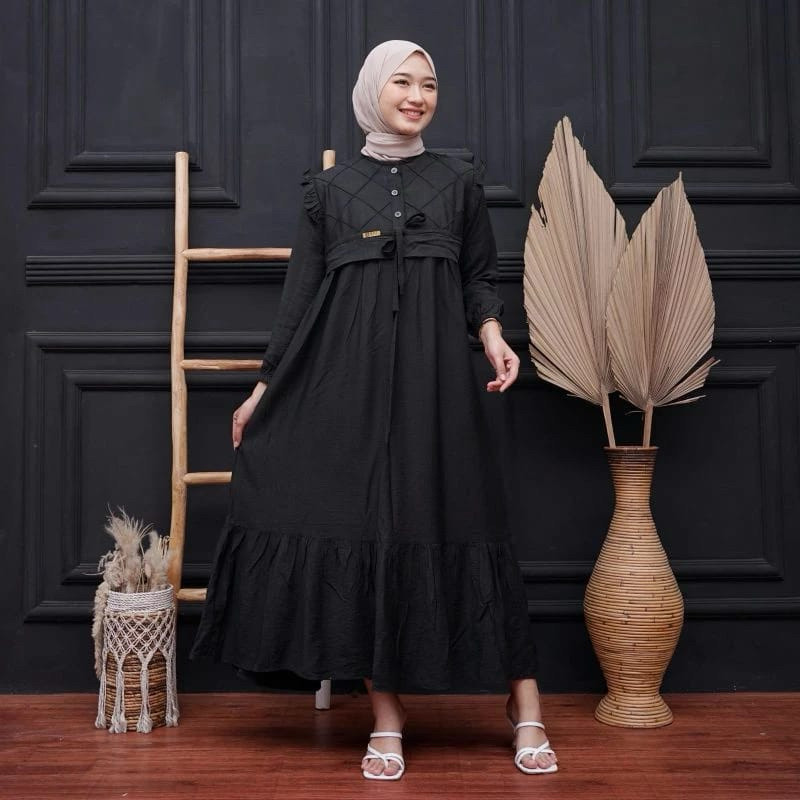 Gamiss Juba Lengan Panjang Simpel Elegan Baju Muslim Gamis Lebaran Games Ibu Ibu Cewek Cantik Kekini