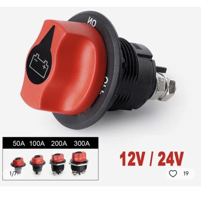 100A Sakelar Pemutus CUT OFF Baterai Mobil Isolator Pemutus Daya