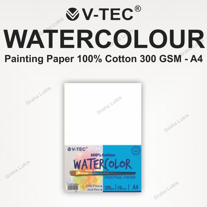 HOT SALE V-TEC 100 % Cotton Watercolour Paper A4 300 Gsm - Lembaran