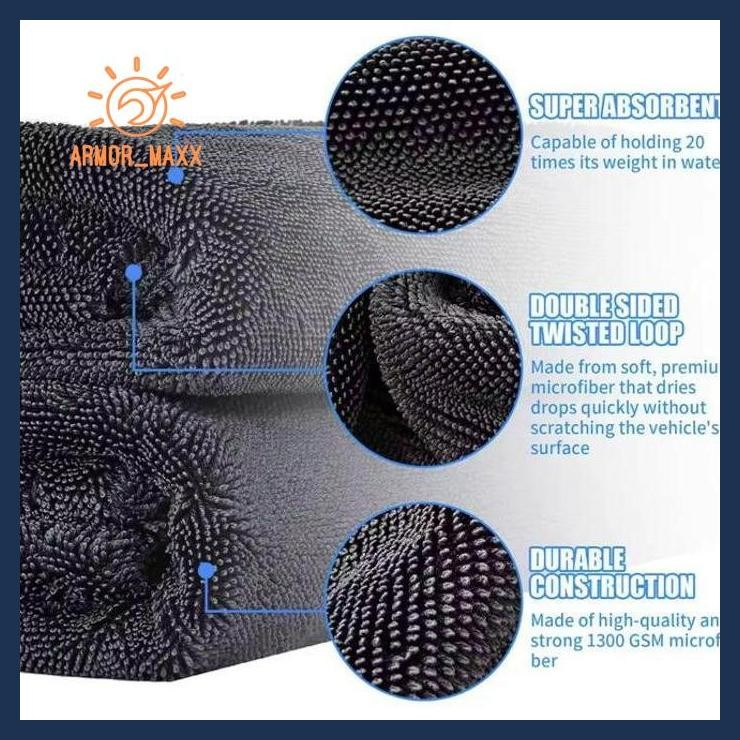 Lap Microfiber Jumbo 1600 Gsm / Drying Towel Besar Kain Handuk Pengering Mobil Dan Motor