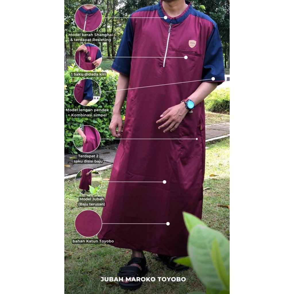 Murah Baju Jubah Muslim Pria Maroko Baju Koko Gamis Pria Dewasa Toyobo Non COD