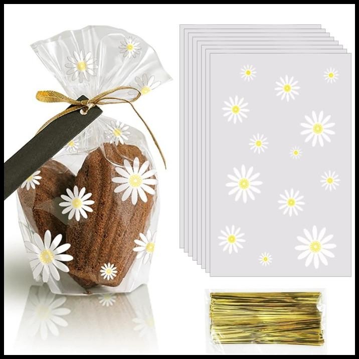 

Isi 100 Pack Plastik Cookies Daisy Kantong Bungkus Kue Kering Cupcake
