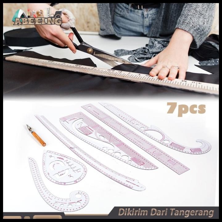 

Isi 7 Penggaris Pola Jahit Set Multi Function Sewing Rulers