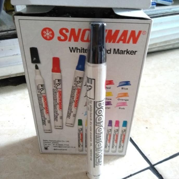 

Spidol Snowman white board warna hitam isi 12