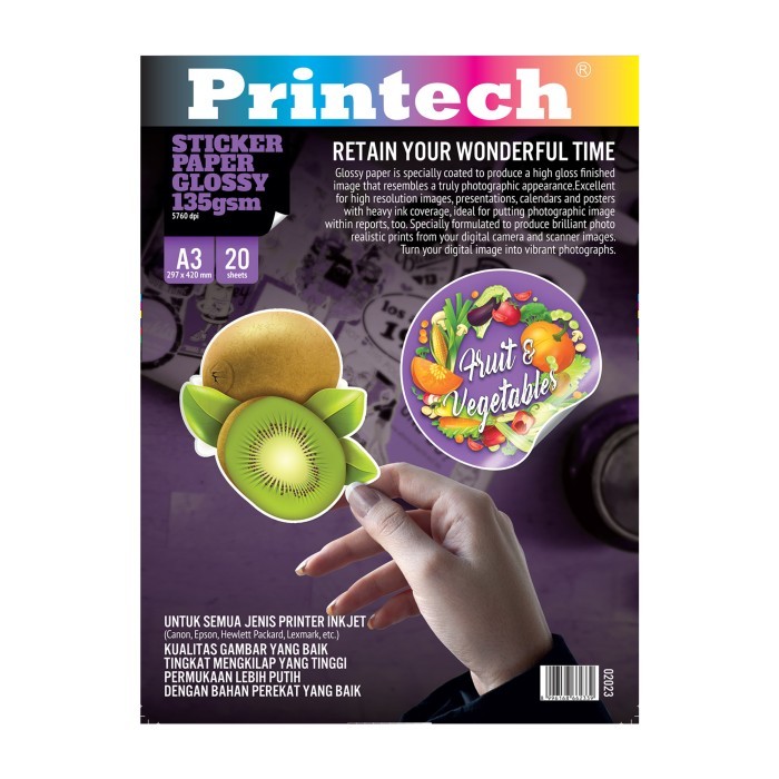 

Kertas Foto / Photo Paper Printech Glossy Sticker A3 135g - 02023-N