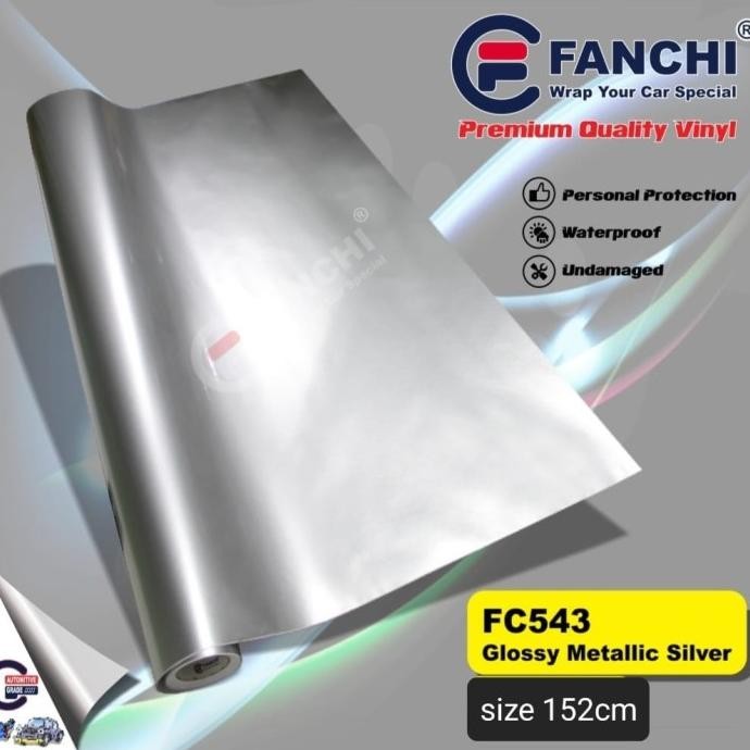 

Promo 152cm Sticker fanchi FC543 Glossy Metallic Candy Silver Lebar 152cm /m COD