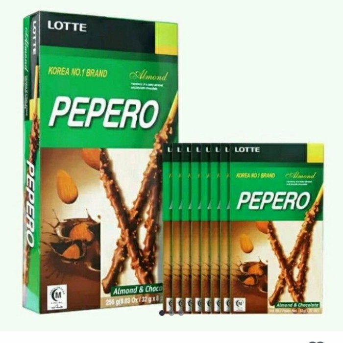 

lotte pepero almond jumbo 256 gram/ 32gr x 8 pack