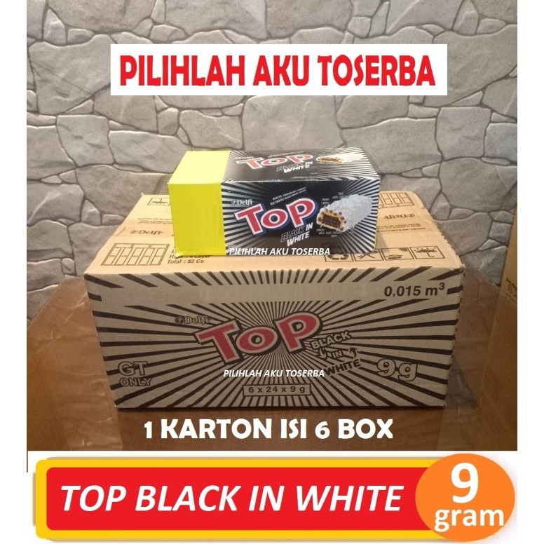 

Delfi TOP BLACK IN WHITE 9 gram isi 24pcs / box- ( HARGA 1 DUS ISI 6 )