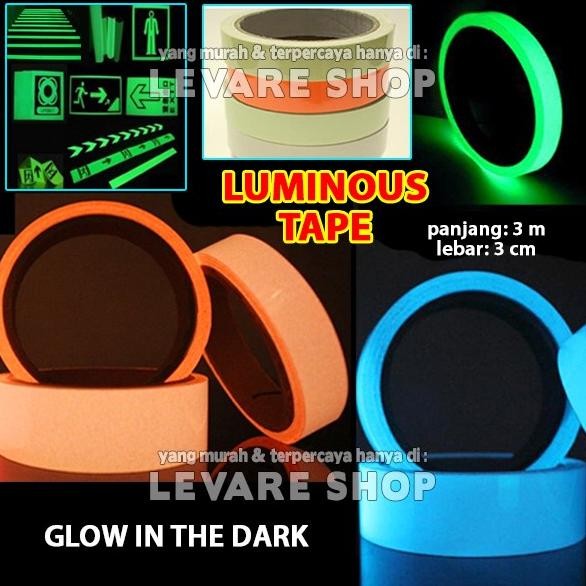 

1 ROLL LUMINOUS TAPE STIKER LAKBAN NYALA GLOW IN THE DARK 3 CM X 3 M ASLI