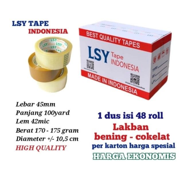

LAKBAN BENING - COKELAT TERMURAH LSY TAPE 1 DUS ISI 48ROLL 100YARD CHO ASLI