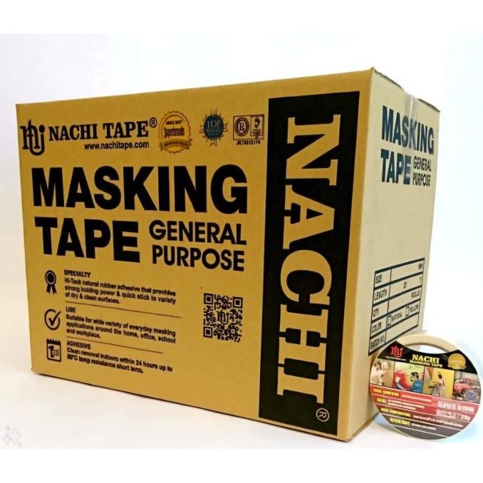 

(DUS) NACHI MASKING TAPE LAKBAN KERTAS CREAM 12 MM X 20 YARD ASLI