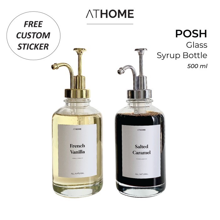

ATHOME POSH Glass Syrup Bottle 500ml / Botol Sirup Sabun Kaca Cafe