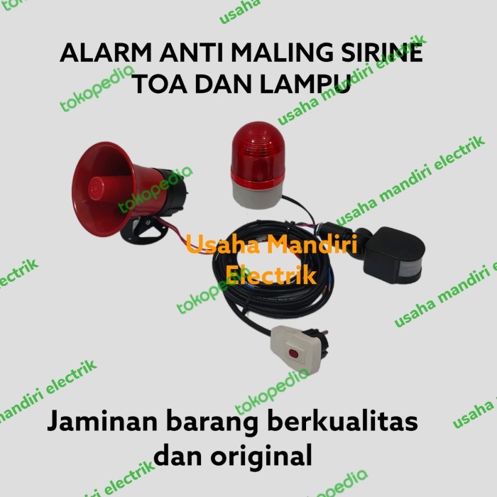 TERBARU ALARM ANTI MALING/SIRINE ANTI MALING-TOA+LAMPU DENGAN SENSOR GERAK