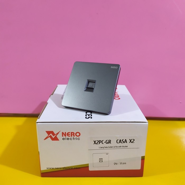 outlet data cat5e lan internet nero casa x2 grey