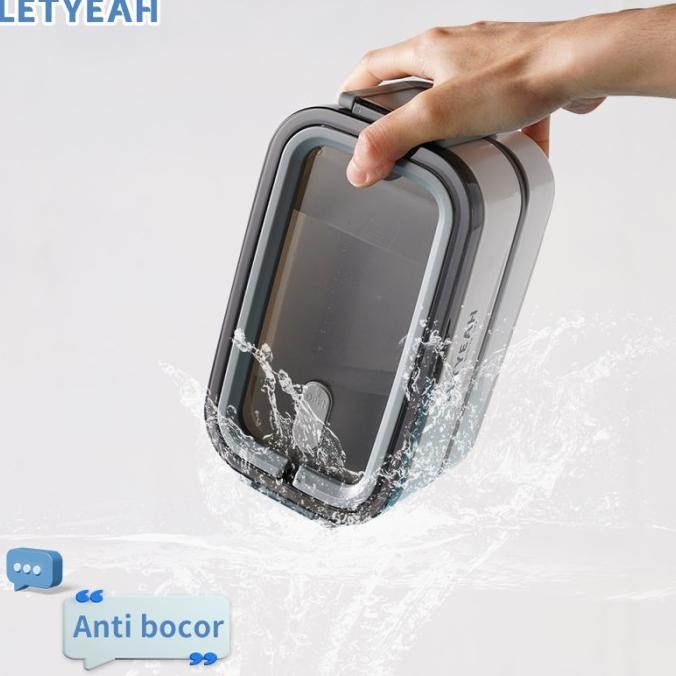 Letyeah 1600Ml Kotak Makan Lunch Box Anti Tumpah Tahan Panas+Tas Bekal