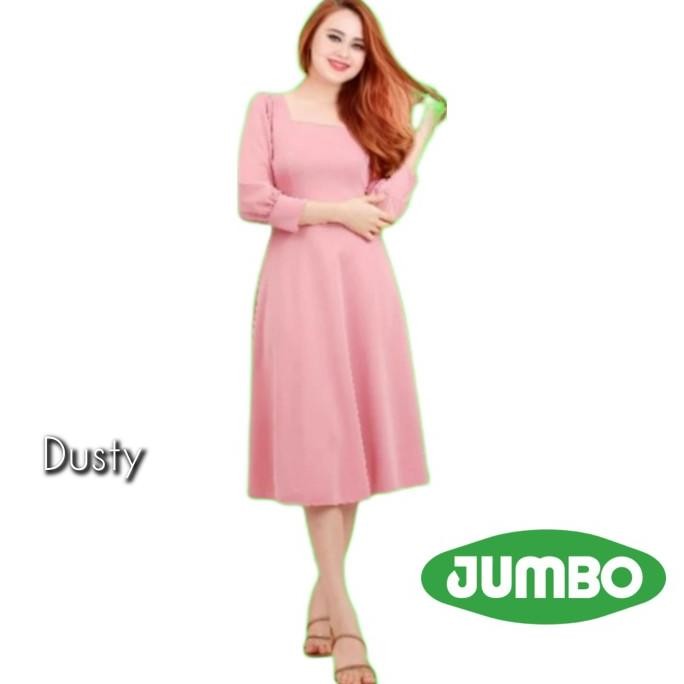 dress wanita formal - gaun pesta korea jumbo - gaddy natal dres putih BS86