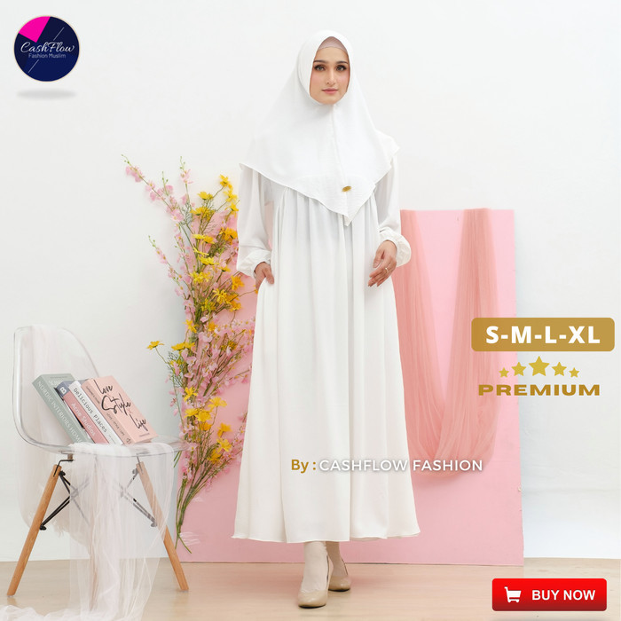 Baju Gamis Wanita Warna Putih Polos Terbaru Set Hijab Khimar Muslim #Gratisongkir #Sale #Discount