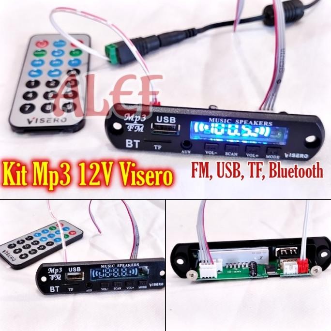 Terlaris kit mp3 bluetooth visero 12V aux USB TF FM player modul SALE