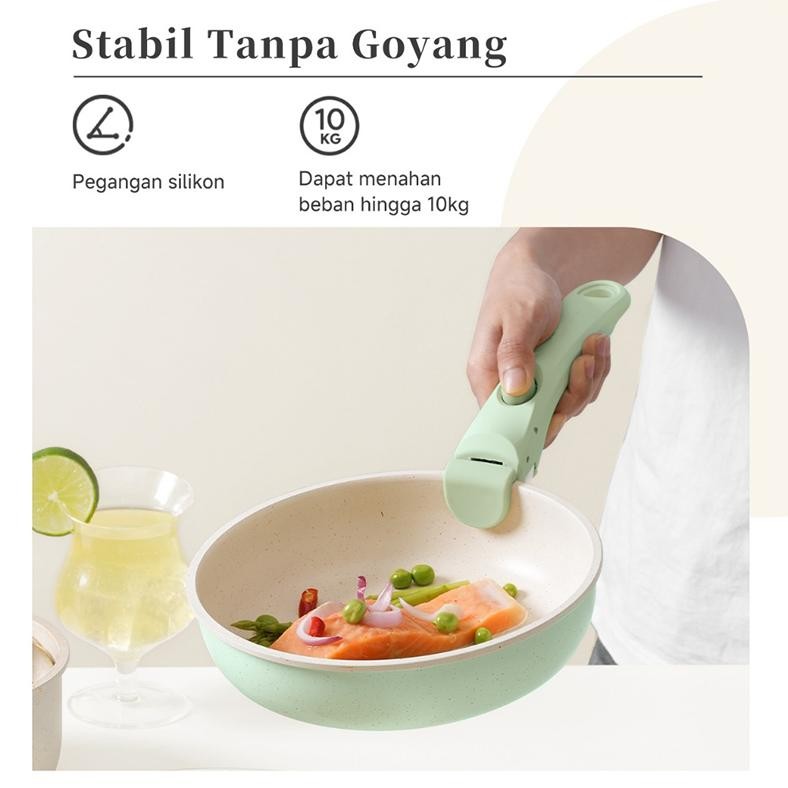 Panci pegangan dapat lepas pasang warna hijau Panci Set rumah tangga anti-lengket set panci lengkap 