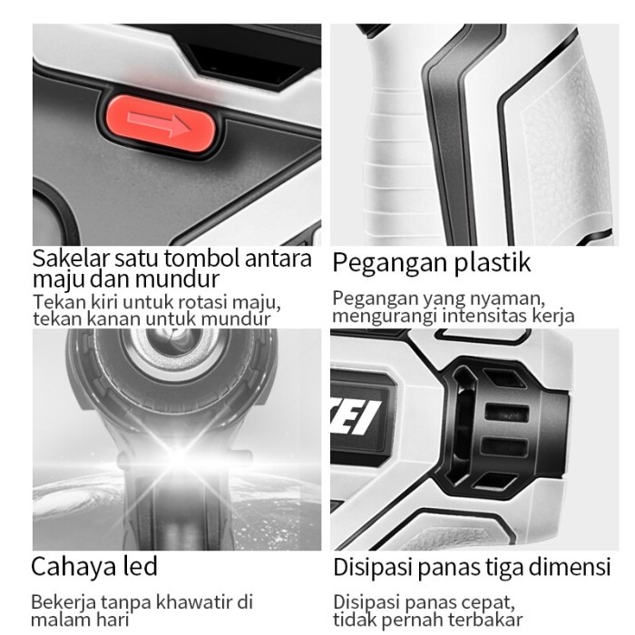 Bor Listrik Bor Tanpa kabel 42V NANWEI Set Lengkap Mata Bor Cordless