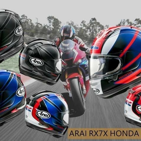 Helm Arai Rx7X Honda Red Black Blue
