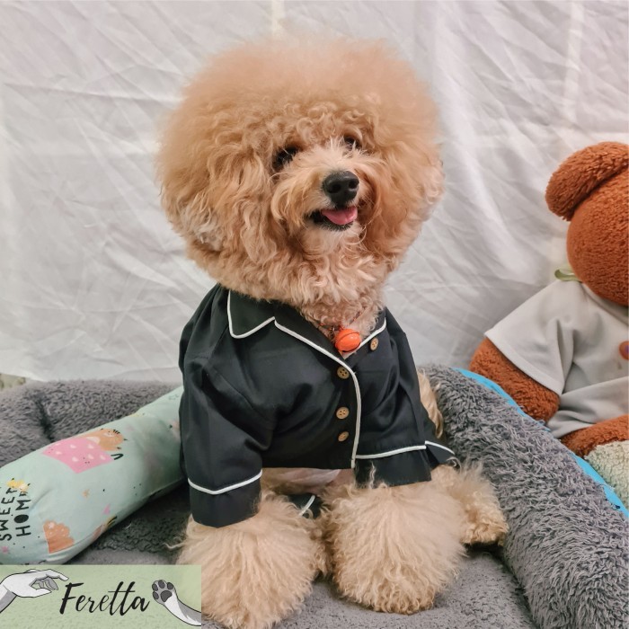 [Feretta] Angelo Black Pajama Piyama Anjing Kecil Piyama Poodle