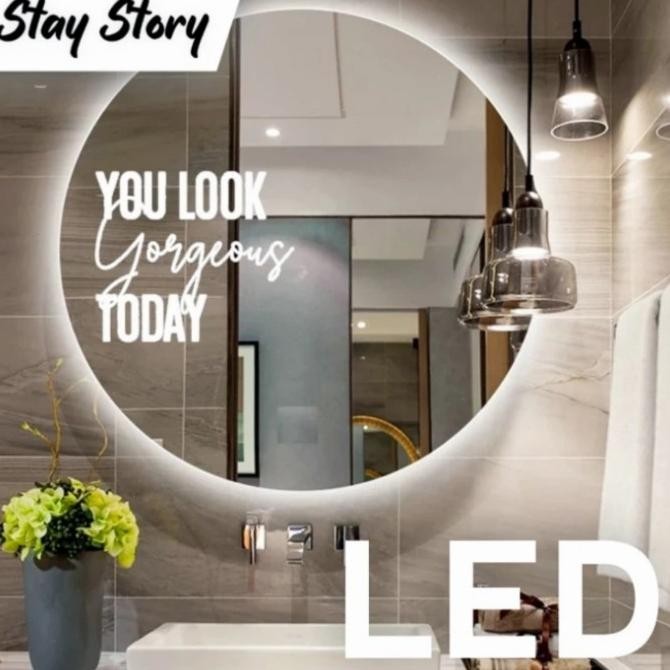 Cermin Bulat Led Shaby / Kaca Cermin Gantung Dinding Rias Wajah