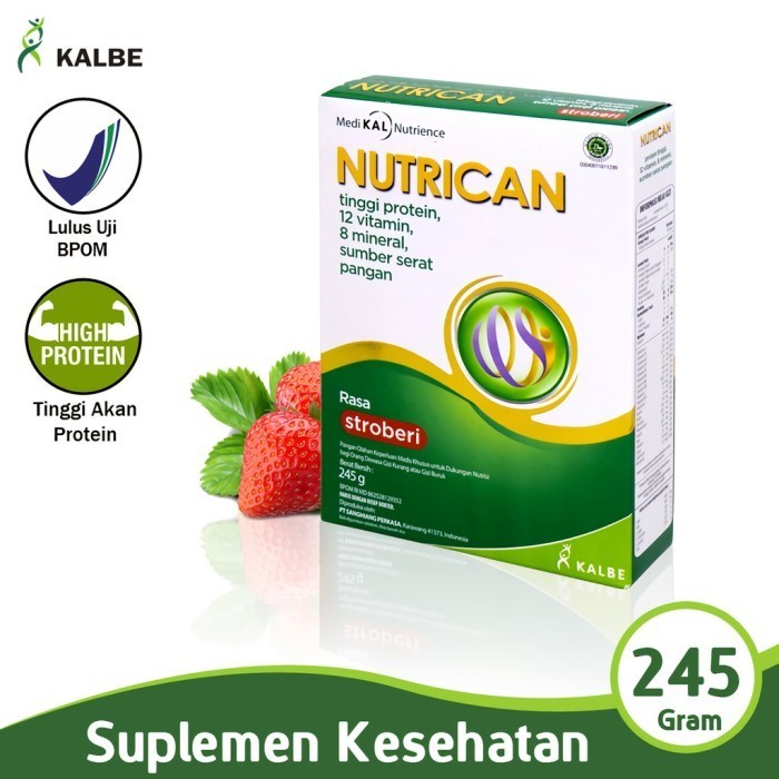 

TERLARIS TERLARIS KALBE SUPLEMEN MAKANAN SUSU NUTRISI 245 G NUTRICAN STRAWBERRY DUKUNGAN NUTRISI