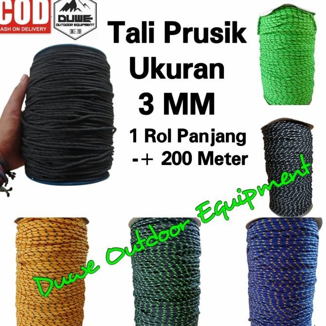 

TALI PRUSIK ROL 3 mm-TALI MASKER-TALI GELANG RAJUT PRIA WANITA-FRUSIK