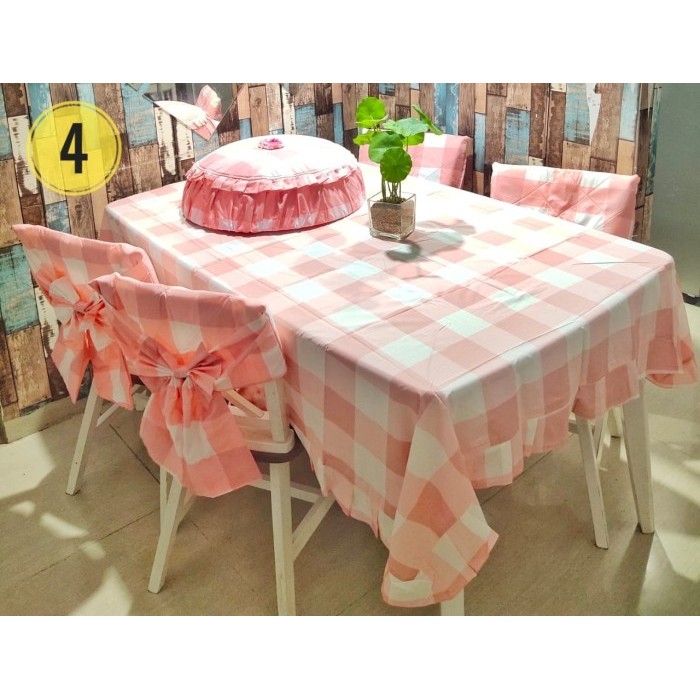 New Product Set Ctc Taplak Meja Makan, 4 Sarung Kursi, Dan Tudung Saji Original