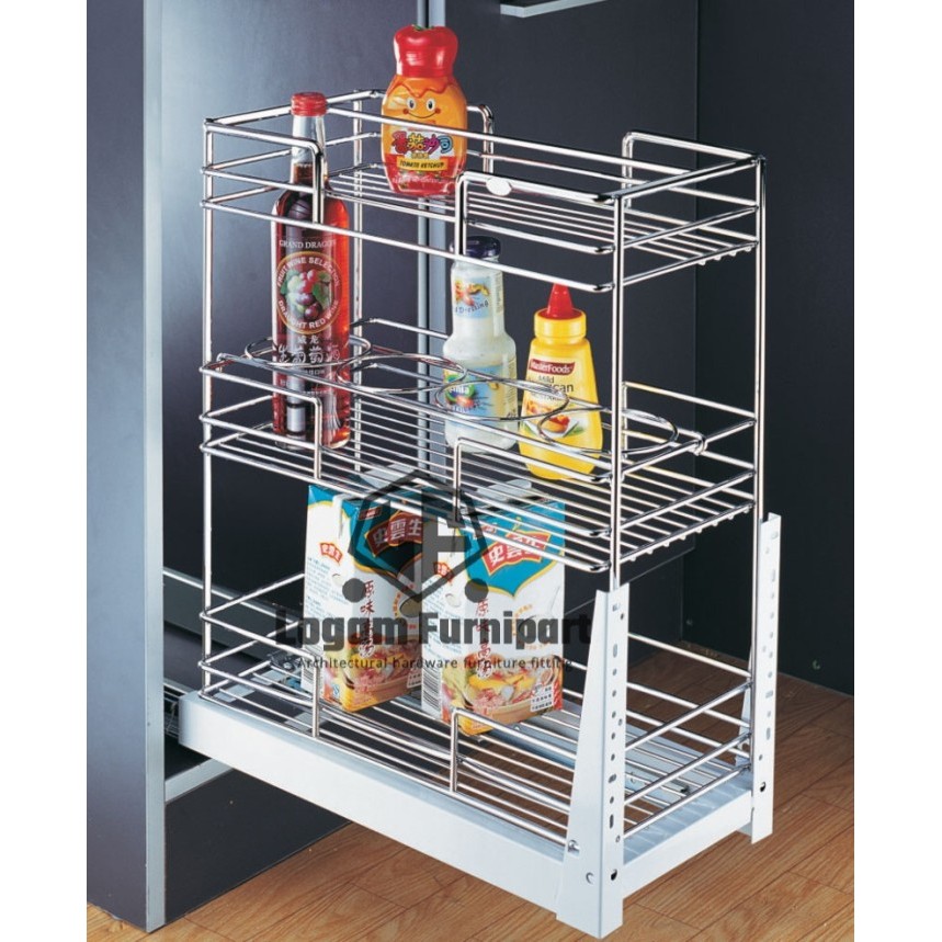 

TERPERCAYA DRAWER BASKET CABINET 270 MM RAK BUMBU BOTOL TARIK SPICE RACK 3 LAYER