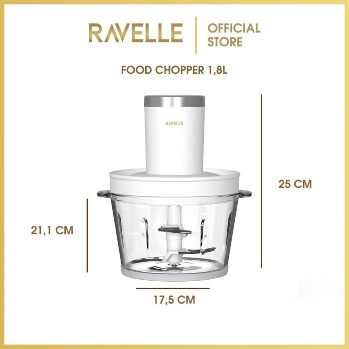 

TERJAMIN RAVELLE Food Chopper 1,8 L - Penghalus Bumbu dan Penggiling Daging