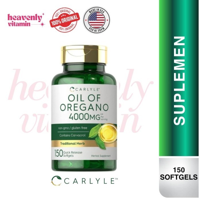 

STOK TERBATAS Carlyle Oil of Oregano 4000 mg - 150 Softgels Herb Contains Carvacrol