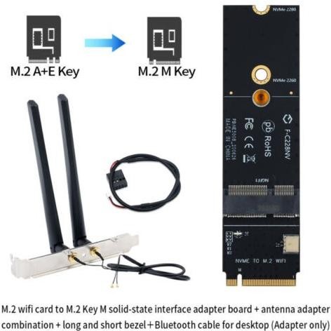 adapter m.2 ngff e key wifi to m key ssd nvme bluetooth stok terbatas