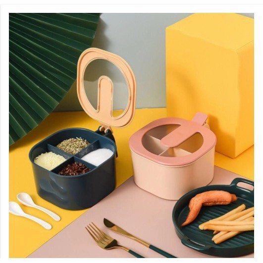 

BOOM SALE [COD] Tempat Kotak bumbu Serbaguna 4 skat Tempat bumbu Dapur Serbaguna