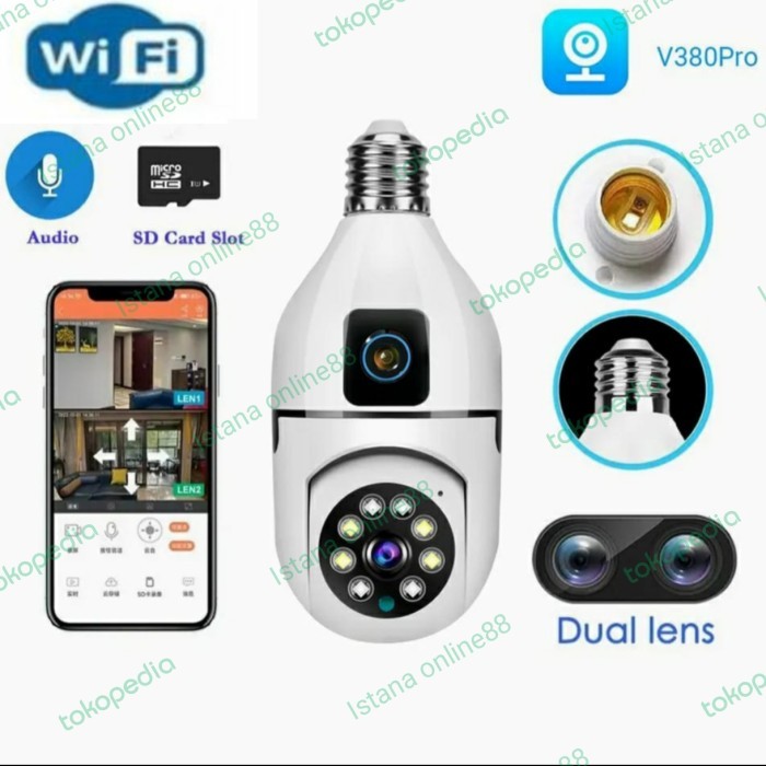 Terlaris Camera Cctv Bentuk Bohlam Lampu V380Pro / V380 Dual Kamera Wireless