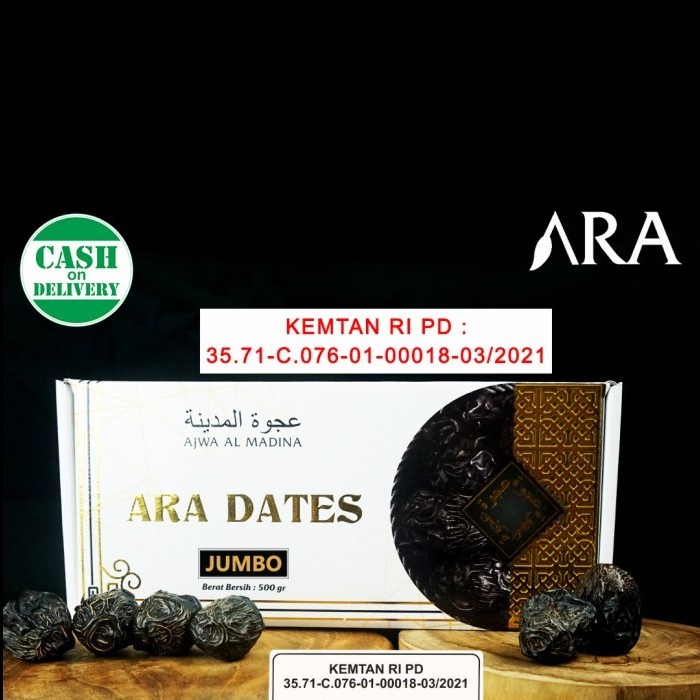 

Terlaris Kurma Nabi / Kurma Ajwa Jumbo Ara Dates 500Gr