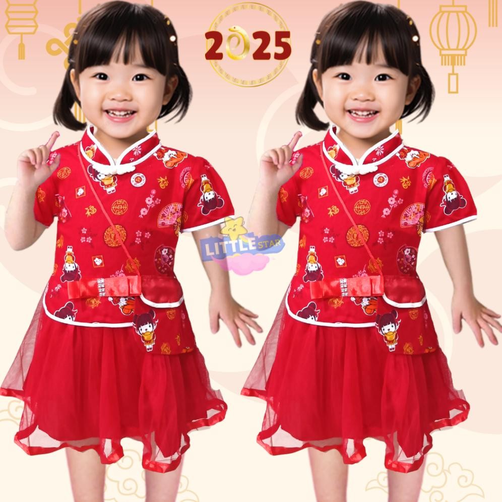 CR - DRESS ANAK PEREMPUAN CHEONGSAM BAJU CINA ANAK / BAJU CHEONGSAM ANAK PEREMPUAN DRESS TUTU TERLAR