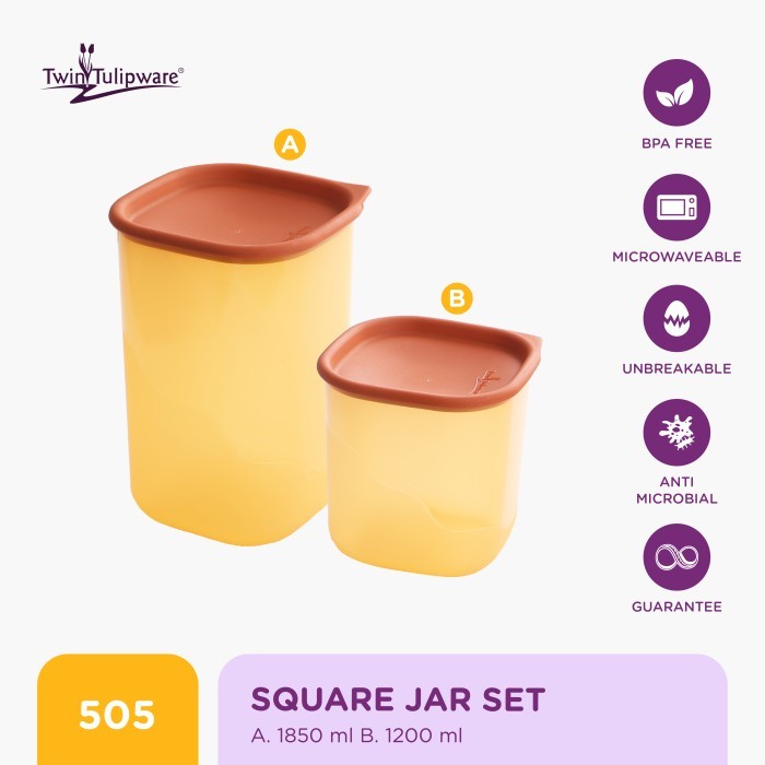 Toples Twin Tulipware Square Jar Set