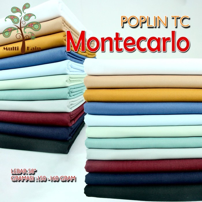 Multi kain poplin tc cotton montecarlo kemeja seragam kerja sekolah fashion harga per 0.5 meter
