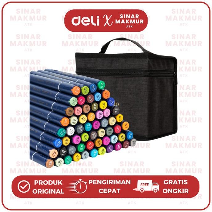 

Sketch Marker/Spidol Sketsa Dual Tip/Alcohol Based Marker 60 Warna dengan Tas Deli Finenolo EC184-60 (Set)