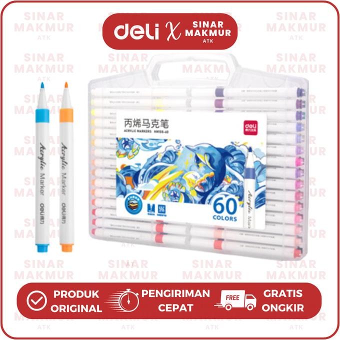 

Spidol Akrilik/Acrylic Marker Bullet Tip 60 Warna Deli HM108-60 (Set)
