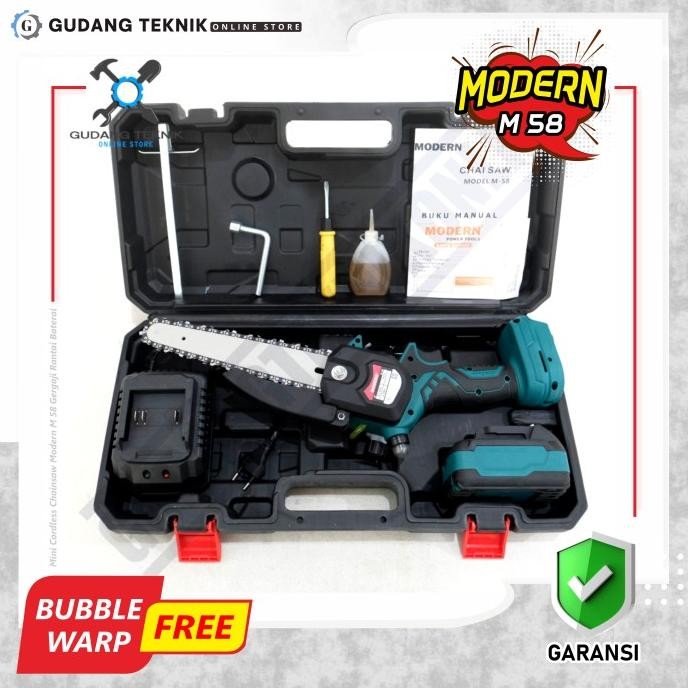 Modern M58 / Mini Cordless Chainsaw Modern M 58 Gergaji Rantai Baterai