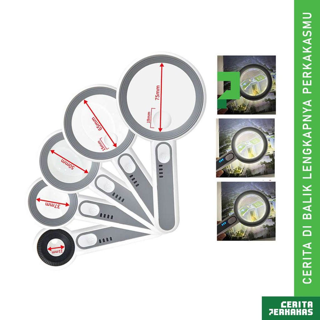 

Pembesar Kaca LED 5-30X 21-75mm AG78 CP / Lampu Lup Lensa Rechargeable Magnifier Handheld / Baca Tinggi Perhiasan
