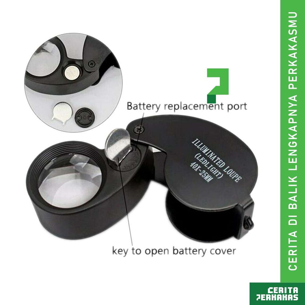 

Pembesar Kaca Geologi LED 40x 25mm AE77 CP / Illuminated Lipat / Loupe Lampu Lup Gemstone Lensa Perhiasan Batuan