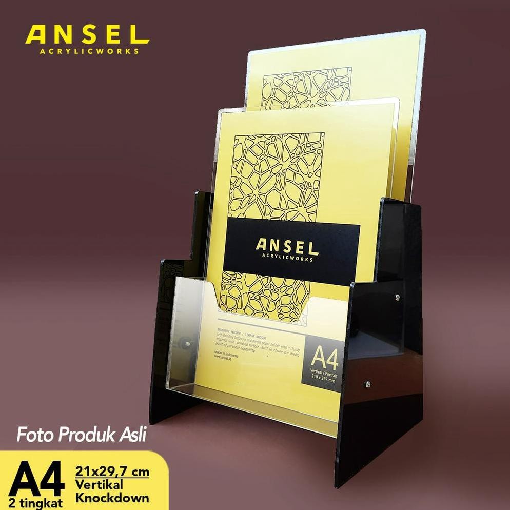 

ANGELO ANSEL TEMPAT BROSUR AKRILIK / FLYER HOLDER TINGKAT - A4 VER -TIPE C 2 SUSUN