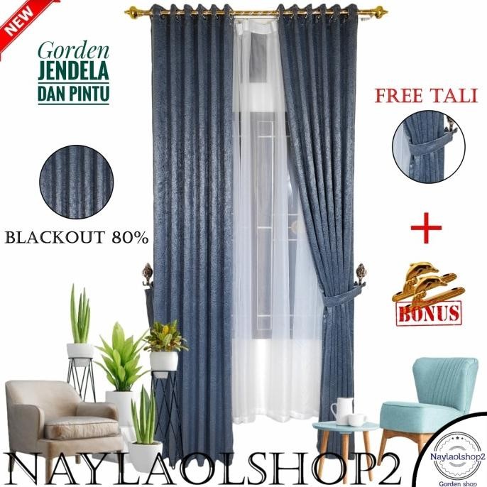 Gorden Blackout Import Polos Tebal Original Embos Smokring 6 Gelembung