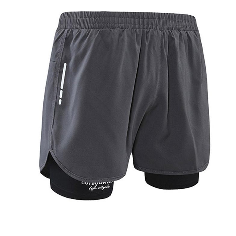 KAMB celana olahraga pria sportswear compression 2 in 1 short