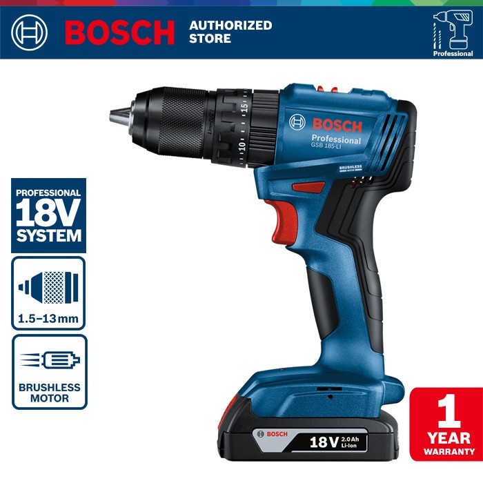 Bosch Brushless Impact Drill / Bor Impact Baterai 18Volt GSB 185-LI